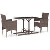 vidaXL Ensemble &agrave; Manger de jardin 3pcs r&eacute;sine tress&eacute;e et verre tremp&eacute;