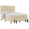 vidaXL Lit &agrave; ressorts avec t&ecirc;te de lit Cr&egrave;me 140 x 190 cm tissu