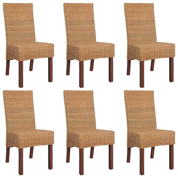 vidaXL Chaises à manger lot de 6 marron rotin naturel