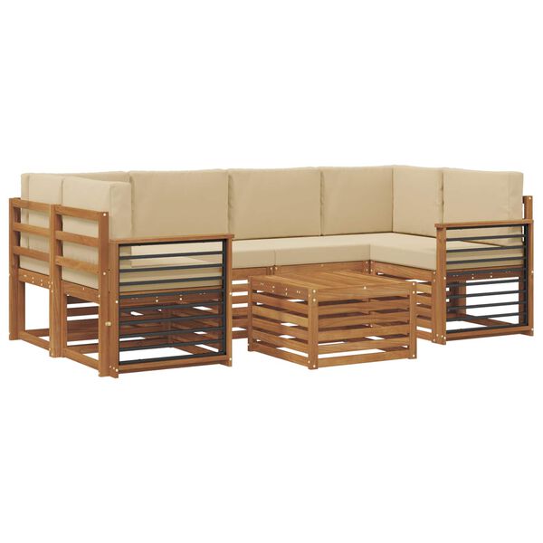 vidaXL Ensemble de canap&eacute;s d'ext&eacute;rieur 7 pcs Naturel et Beige
