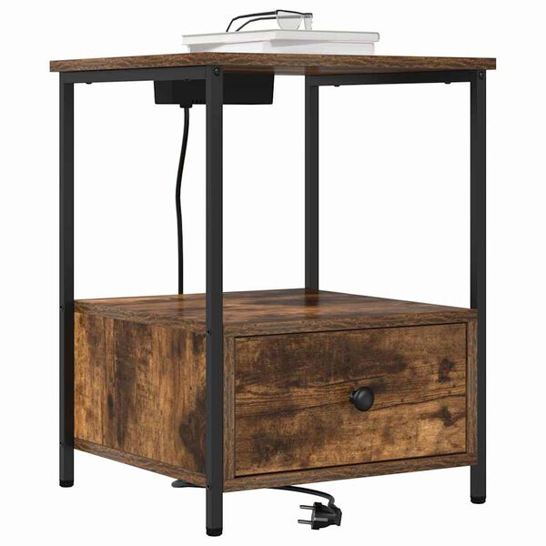 vidaXL Cabinet de chevet Ch&ecirc;ne fum&eacute; 42 x 41 x 56 cm Bois d'ing&eacute;nierie