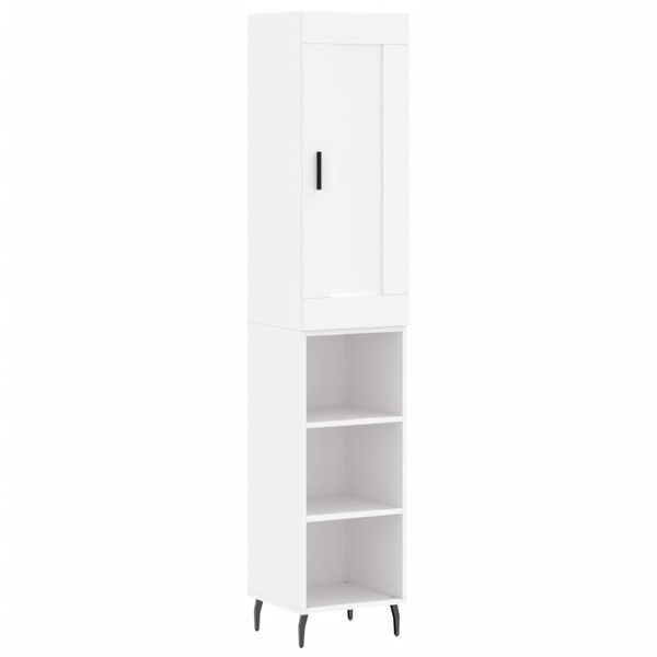 vidaXL Buffet haut Blanc 34,5x34x180 cm Bois d'ing&eacute;nierie