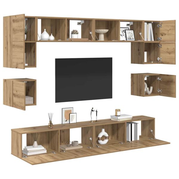 vidaXL Ensemble meuble TV 8 pcs Ch&ecirc;ne artisanal Bois d'ing&eacute;nierie