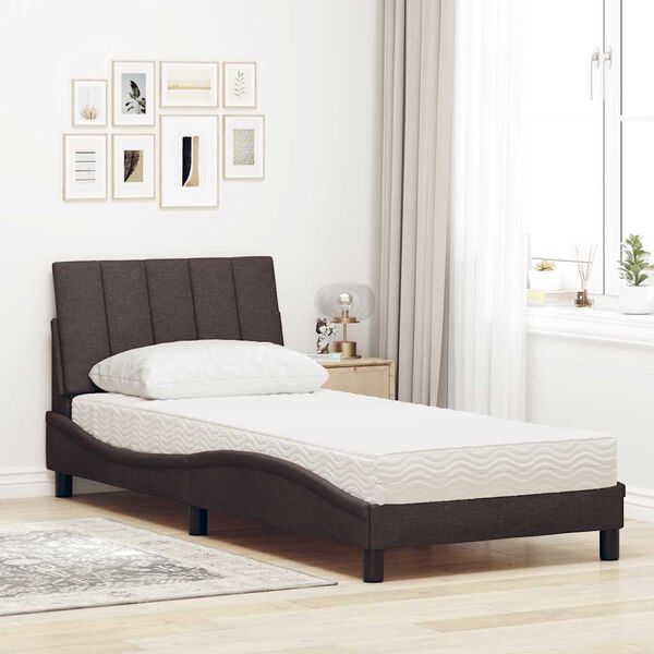 vidaXL Lit avec matelas Hanko marron fonc&eacute; 90x190 cm tissu