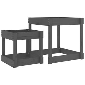 vidaXL Tables &agrave; sable 2 pcs gris bois de pin massif