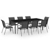 vidaXL Ensemble &agrave; manger d'ext&eacute;rieur 9 pcs Acier Noir