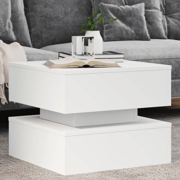 vidaXL Table basse avec lumi&egrave;res LED blanc 50x50x40 cm