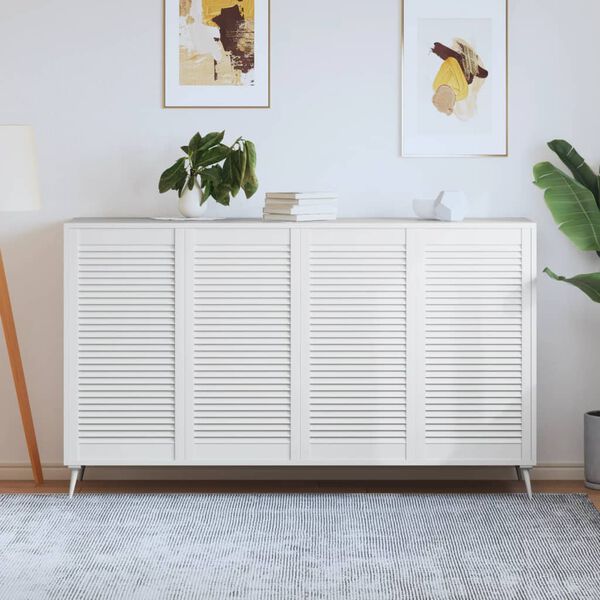 vidaXL Portes d'armoire &agrave; persiennes 4pcs blanc 99,3x49,4cm pin massif