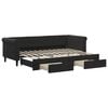 vidaXL Lit de jour avec gigogne et tiroirs sans matelas noir 80x200 cm
