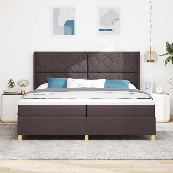 vidaXL Lit &agrave; ressorts avec matelas Marron 200 x 200 cm tissu