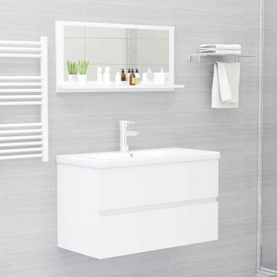 vidaXL Miroir de salle de bain Blanc brillant Bois d’ingénierie
