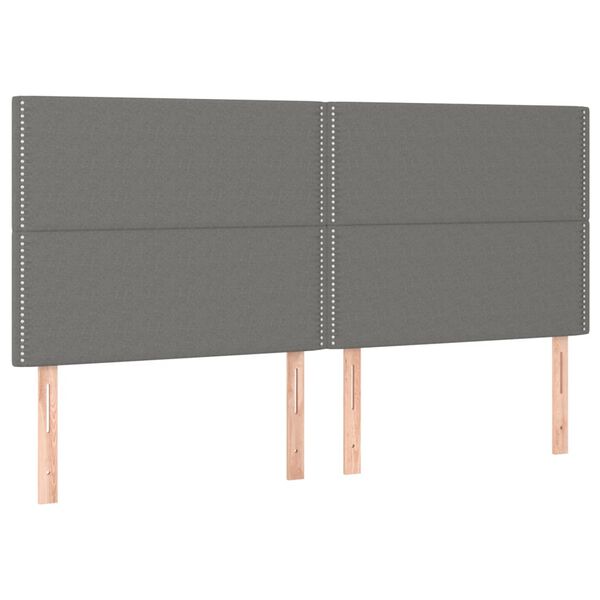 vidaXL T&ecirc;te de lit &agrave; LED Gris fonc&eacute; 200x5x118/128 cm Tissu