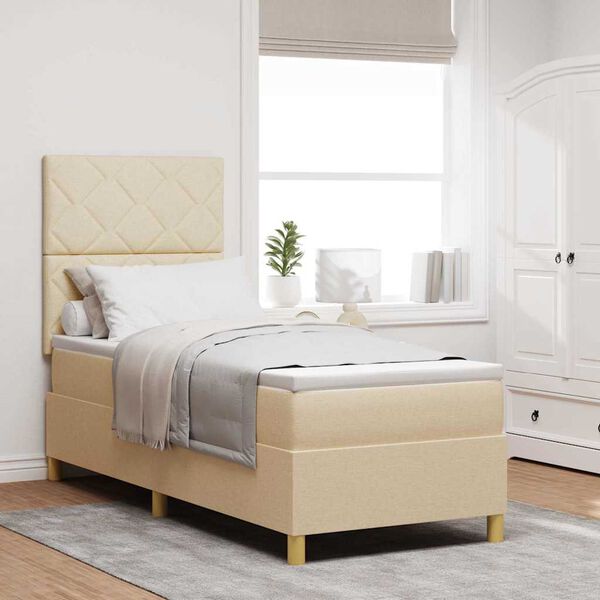 vidaXL Lit &agrave; ressort LED avec matelas Cr&egrave;me 80 x 200 cm tissu