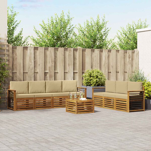 vidaXL Ensembles de canap&eacute;s avec coussin 8 pcs Naturel et Beige