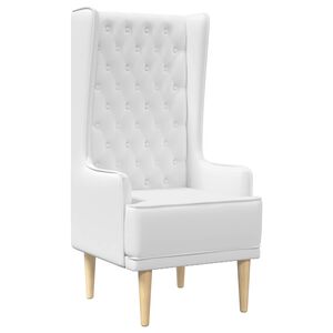 vidaXL Chaise &agrave; dossier haut avec boutons capitonn&eacute;s Blanc Tissu