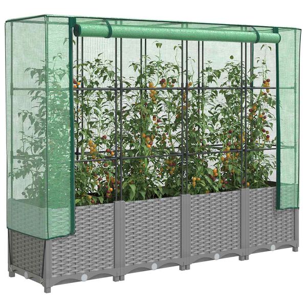 vidaXL Jardini&egrave;re sur&eacute;lev&eacute;e avec housse aspect rotin 160x40x138 cm