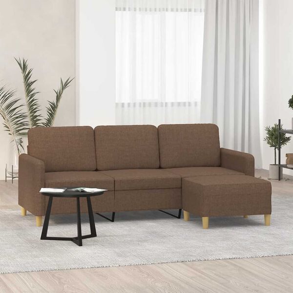 vidaXL Canap&eacute; &agrave; 3 places avec repose-pieds Marron 180 cm Tissu