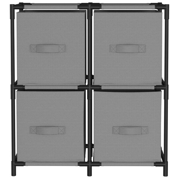 vidaXL Armoire de rangement 4 paniers en tissu Gris 63x30x71 cm Acier