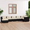 vidaXL Salon de jardin 7 pcs avec coussins R&eacute;sine tress&eacute;e Noir