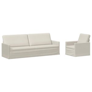 vidaXL Ensemble de Canap&eacute;s 2 pcs Cr&egrave;me Velours (V)