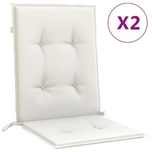 vidaXL Coussins de chaise &agrave; dossier bas lot de 2 cr&egrave;me m&eacute;lang&eacute; tissu