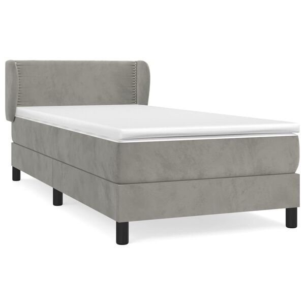 vidaXL Sommier &agrave; lattes de lit et matelas Gris clair 80x200 cm Velours