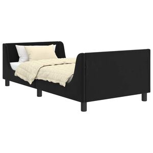 vidaXL Cadre de lit pour enfants avec t&ecirc;te de lit Noir 90 x 190 cm