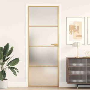 vidaXL Porte int&eacute;rieure mince dor&eacute; 76x201,5 cm verre tremp&eacute; aluminium