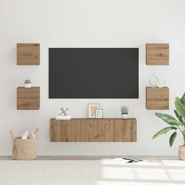 vidaXL Ensemble meuble TV 6 pcs Ch&ecirc;ne artisanal Bois d'ing&eacute;nierie