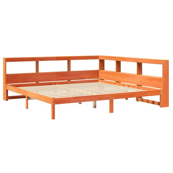 vidaXL Lit biblioth&egrave;que sans matelas cire marron 180x200 cm pin massif