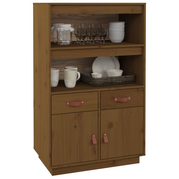 vidaXL Buffet haut Marron miel 67x40x108,5 cm Bois massif de pin