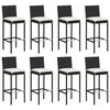 vidaXL Ensemble de bar de jardin 9 pcs avec coussins noir poly rotin