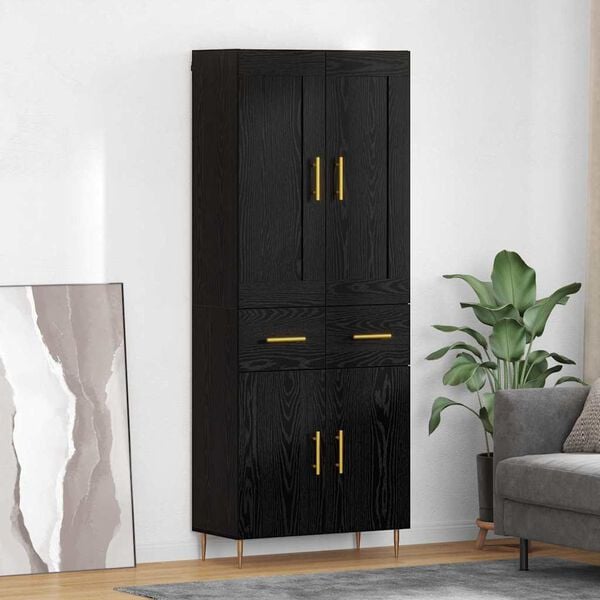 vidaXL Haut Armoire Ch&ecirc;ne noir 69,5 x 34 x 180 cm Bois d'ing&eacute;nierie