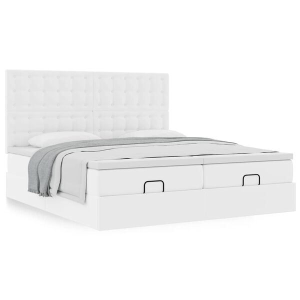 vidaXL Cadre de lit ottoman et matelas blanc pur 160x200 cm similicuir