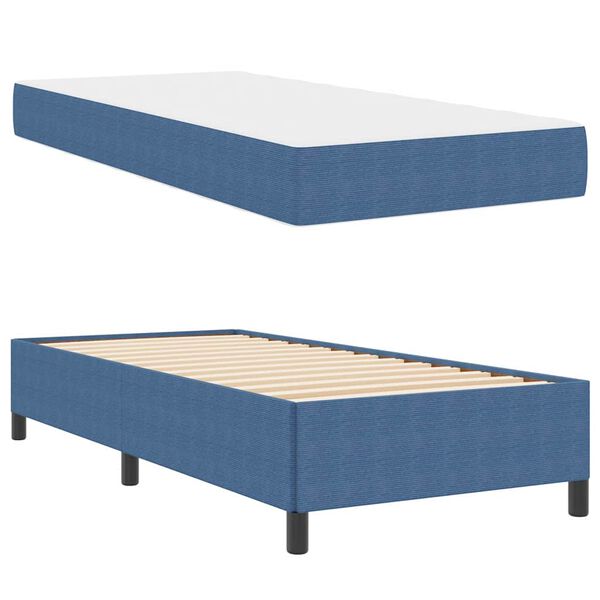 vidaXL Cadre de lit avec matelas Bleu 100 x 200 cm tissu