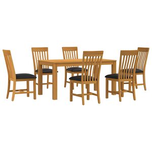 vidaXL Ensemble de salle &agrave; manger 7 pc Noir Bois de ch&ecirc;ne massif