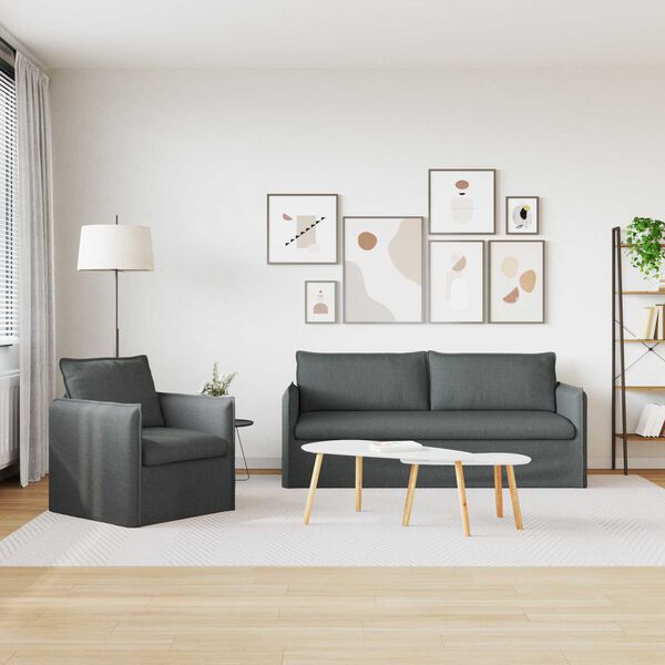 vidaXL Ensemble de Canap&eacute;s 2 pcs Gris fonc&eacute; 196 x 82 x 85 cm tissu