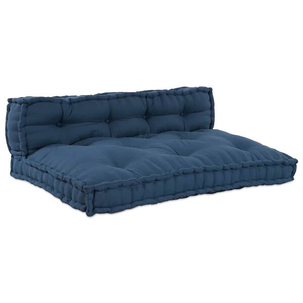 vidaXL Coussin de canap&eacute; sur palette 2 pcs Indigo 120 x 80 x 38 cm