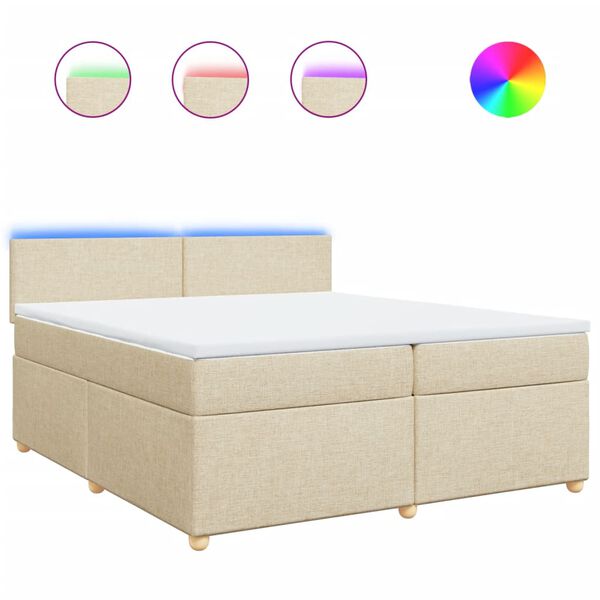 vidaXL Sommier &agrave; lattes de lit avec matelas Cr&egrave;me 200x200 cm Tissu