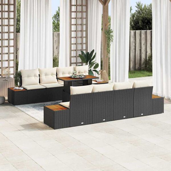 vidaXL Ensemble de salle &agrave; manger pour jardin 9 pcs Noir et Beige