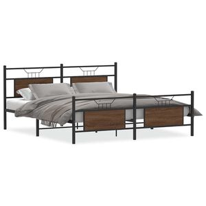 vidaXL Cadre de lit en m&eacute;tal sans matelas ch&ecirc;ne marron 183x213 cm