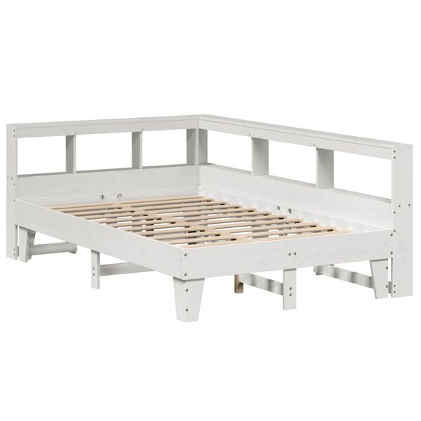 vidaXL Lit biblioth&egrave;que sans matelas blanc 140x190 cm bois pin massif