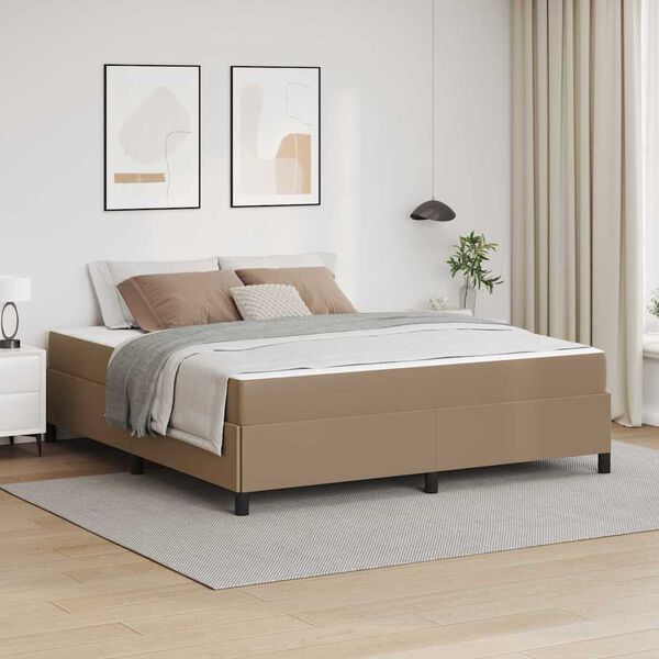 vidaXL Cadre de lit avec matelas Cappuccino 180 x 200 cm tissu