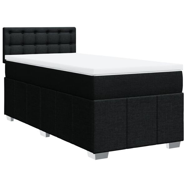 vidaXL Sommier &agrave; lattes de lit avec matelas Noir 90x190 cm Tissu