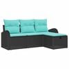 vidaXL Ensemble de canap&eacute; de jardin 4 pc Noir polyrotin