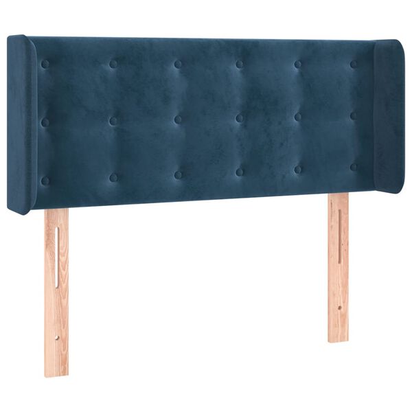 vidaXL T&ecirc;te de lit avec oreilles Bleu fonc&eacute; 93x16x78/88 cm Velours