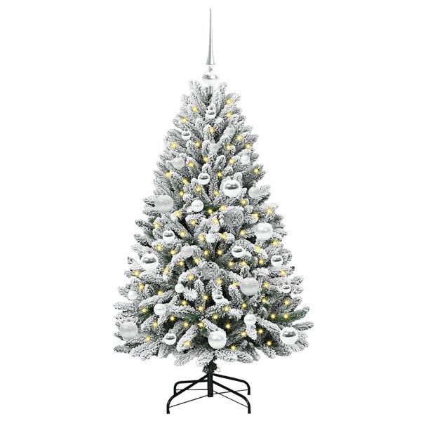 vidaXL Sapin de No&euml;l artificiel Vert et blanc 120 cm PVC et m&eacute;tal