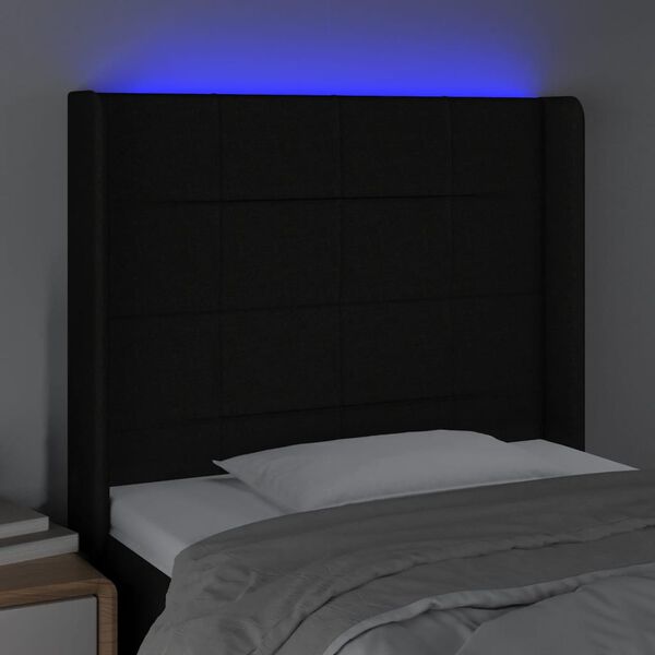 vidaXL T&ecirc;te de lit &agrave; LED Noir 103x16x118/128 cm Tissu