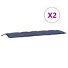 vidaXL Coussins de banc de jardin lot de 2 bleu marine 180x50x7 cm