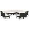 vidaXL Salon de jardin 12 pcs avec coussins r&eacute;sine tress&eacute;e noir